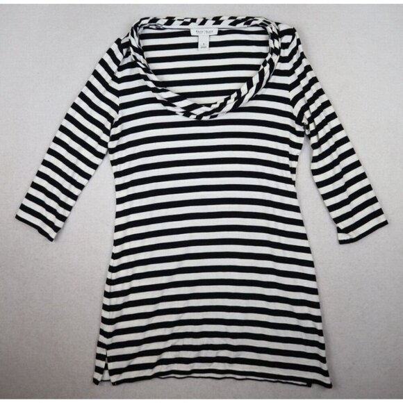WHITE HOUSE BLACK MARKET - WOMEN'S STRIPED 3/4 SLEEEVE STRETCH KNIT TUNIC TOP S - Picture 2 of 6